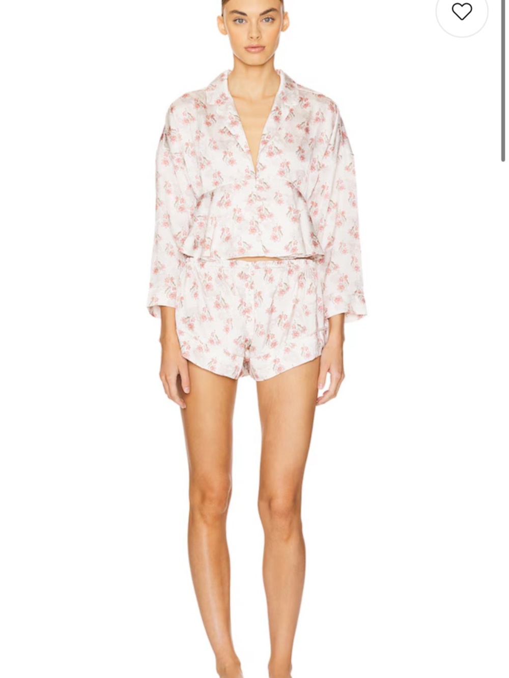 Women's Floral Two-Piece Pajama Set - Pink/White